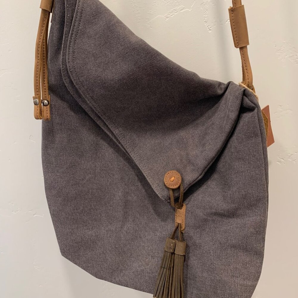 DeVan Canvas & Leather Crossbody Bag BOHO Minimalist